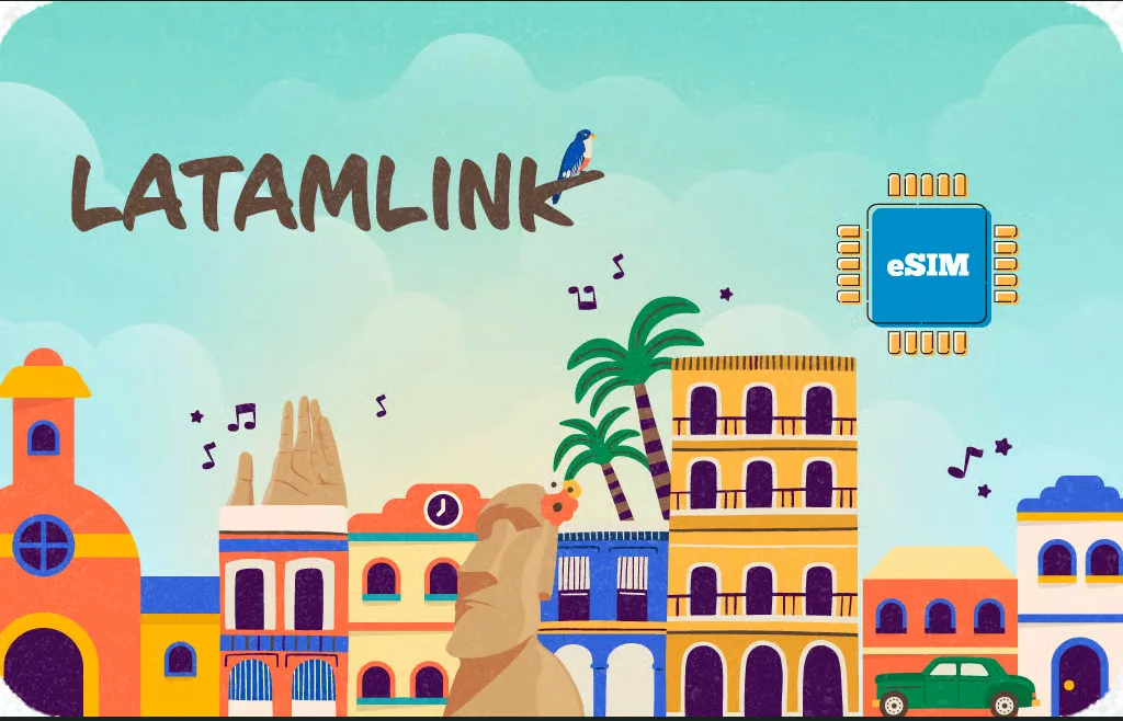 A traveler using a smartphone to navigate the streets of Bogotá with an activated Latin America eSIM