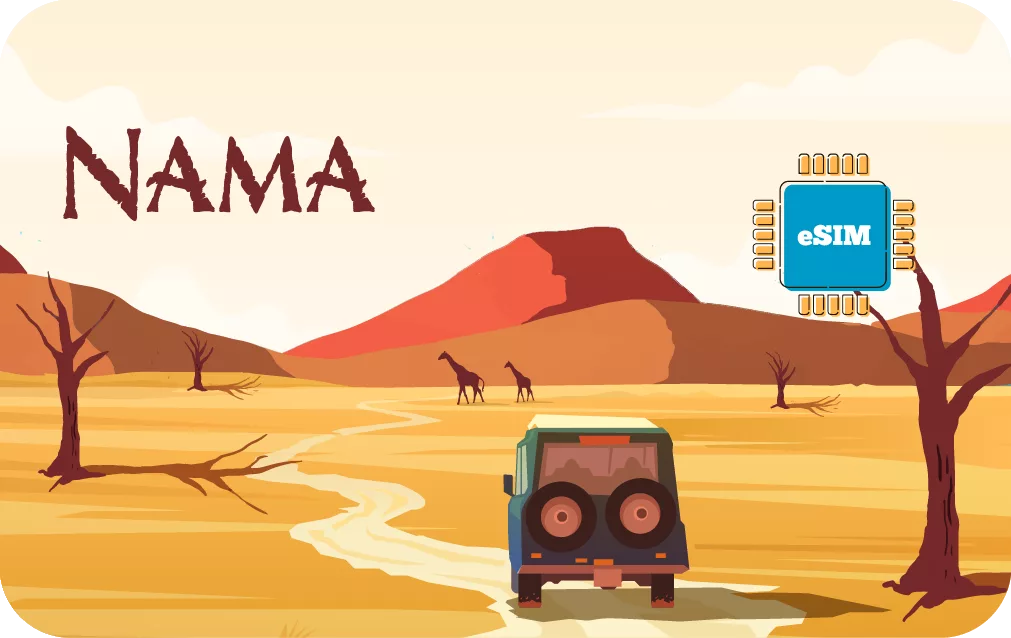Namibia eSIM travel data card.