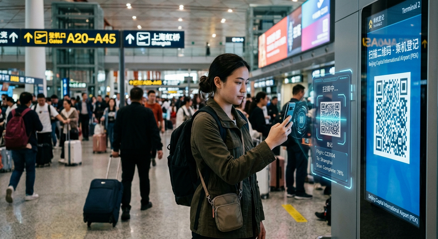 중국에서 QR 코드 스캔