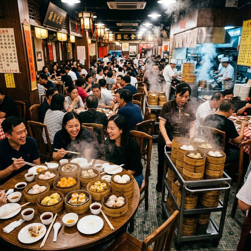 Mercado noturno de Temple Street ao ar livre em Hong Kong com vendedores e letreiros de néon