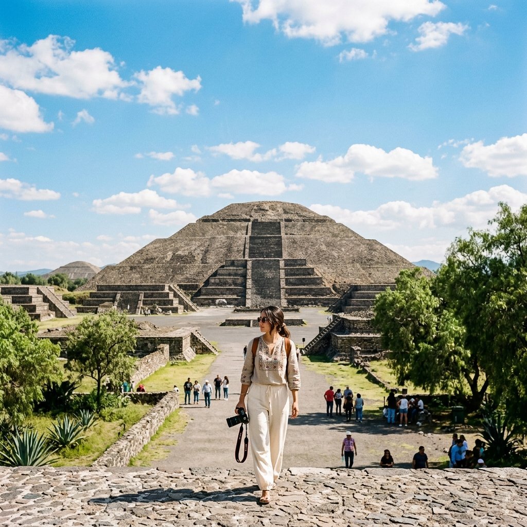 Pyramid of the Sun at Teotihuacan ancient ruins in Mexico