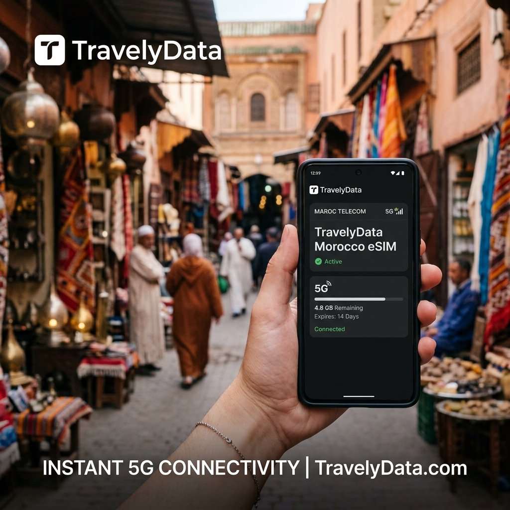 eSIM Datenvolumen und Souk in Marrakesch Marokko