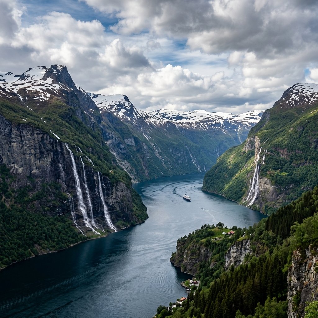 Vista panorámica y atracciones turísticas en Noruega