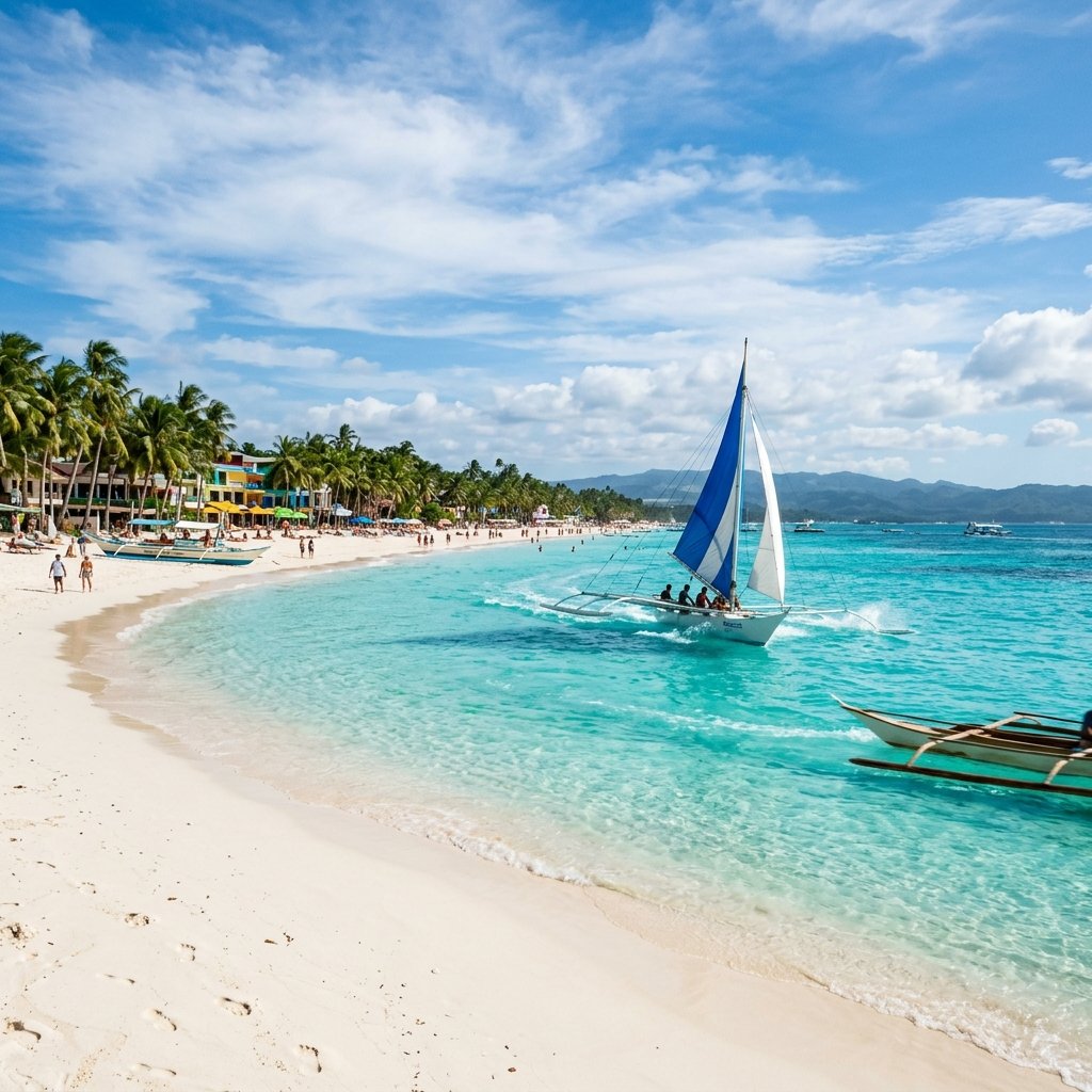 Weisser Sandstrand in Boracay Philippinen