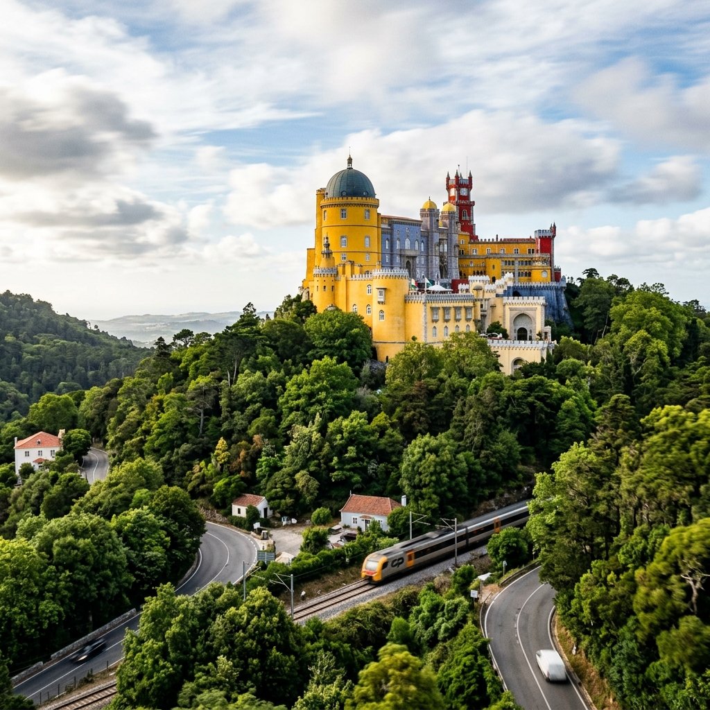 Blick auf den Pena Palast in Sintra Portugal