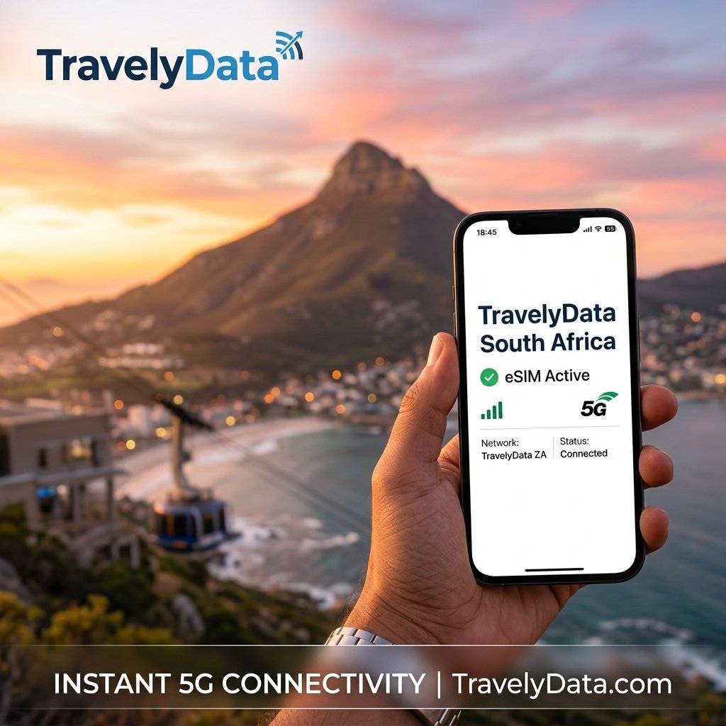 Ket noi eSIM va Table Mountain Cape Town Nam Phi