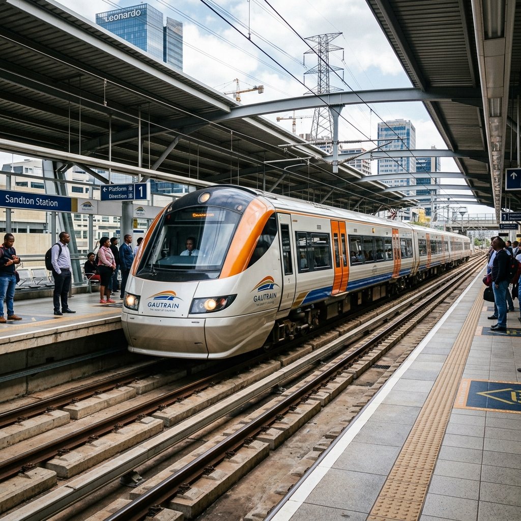 Tau cao toc Gautrain hien dai dang tien vao ga o Nam Phi
