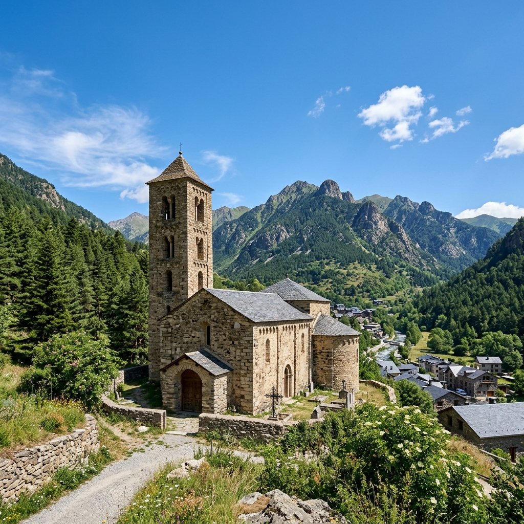 Vista panoramica delle valli montane dei Pirenei in Andorra