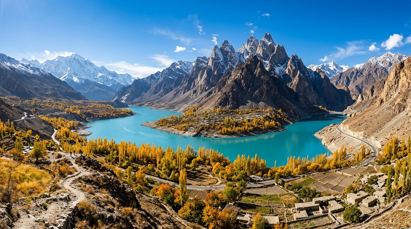 Hunza Valley and Karakoram Mountain Range Scenery Pakistan