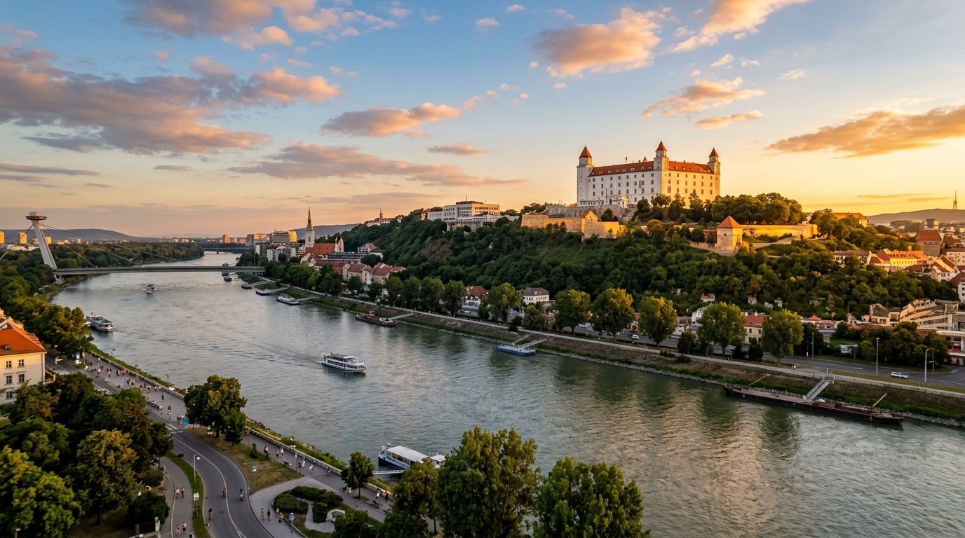 Slovakia Travel Guide - Bratislava Old Town Castle and Danube River