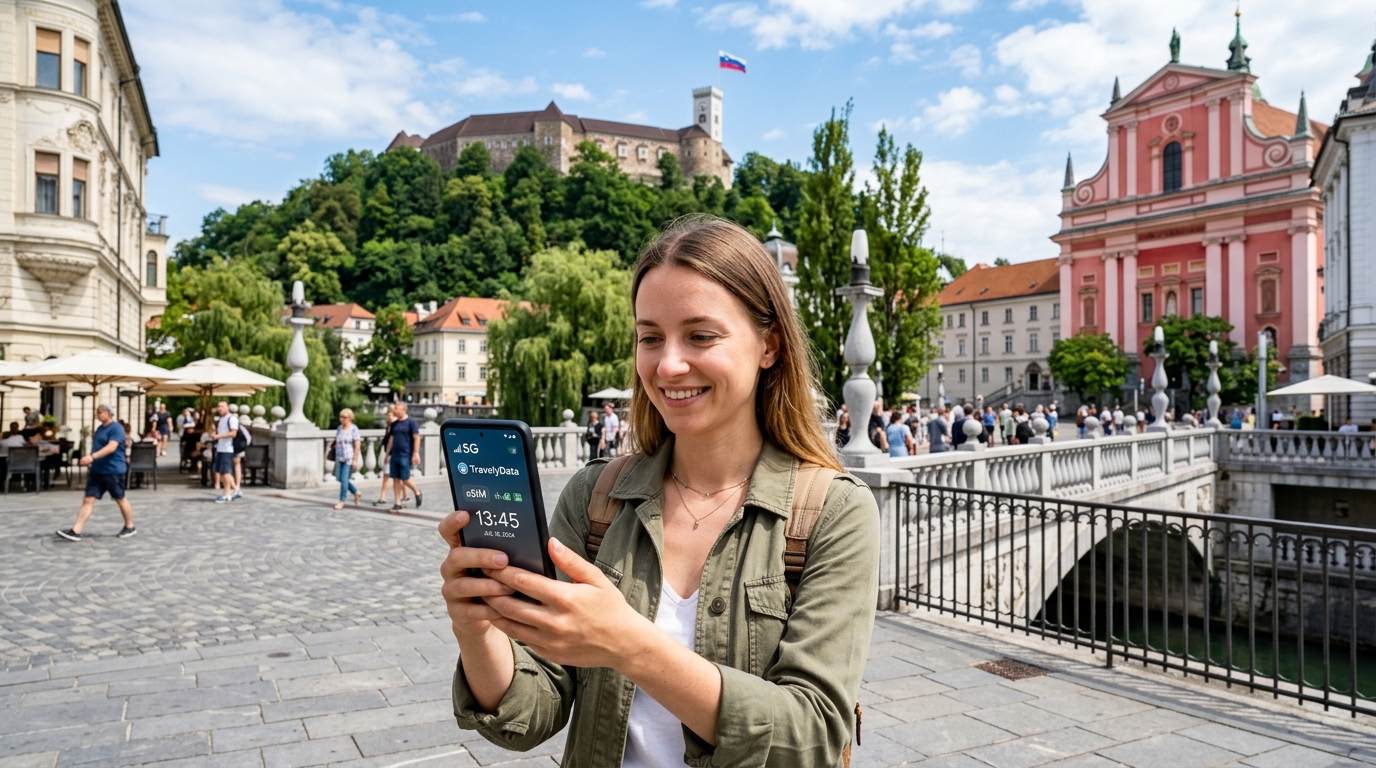 TravelyData Slovenia eSIM Mobile Connection in Ljubljana City