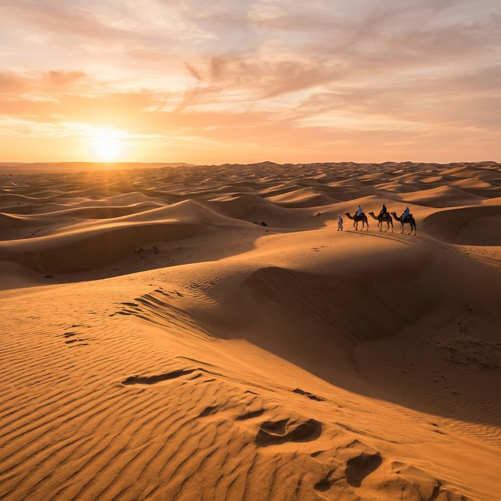 Alba spettacolare sulle dune di sabbia del Sahara nei pressi di Douz