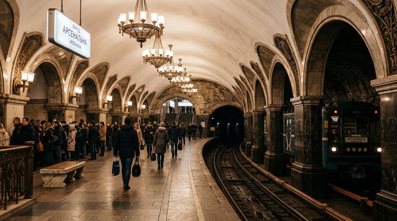 Kyiv Metro Arsenalna Station Deep Underground Bomb Shelter Ukraine