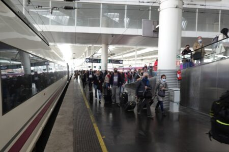 Madrid Atocha railway station platforms and trains in Spain