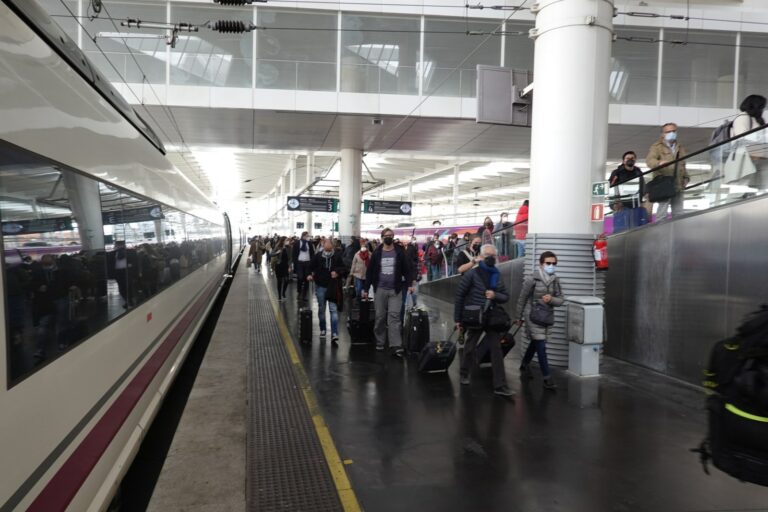 Madrid Atocha railway station platforms and trains in Spain