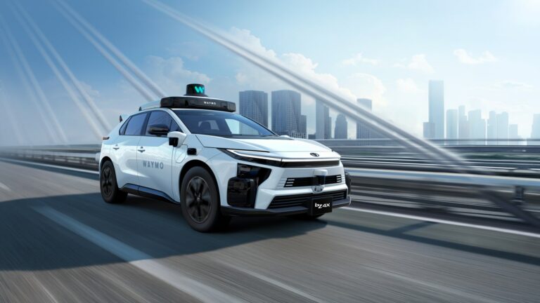 Toyota bZ4X autonomous vehicle with integrated Waymo AV hardware
