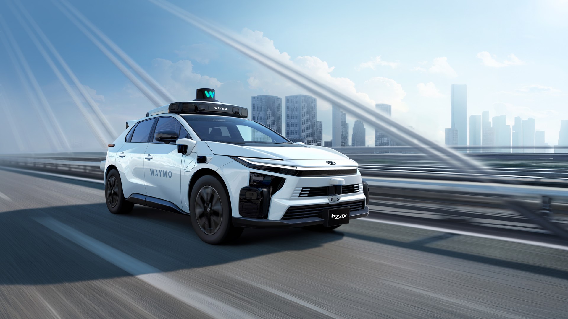 Toyota bZ4X autonomous vehicle with integrated Waymo AV hardware